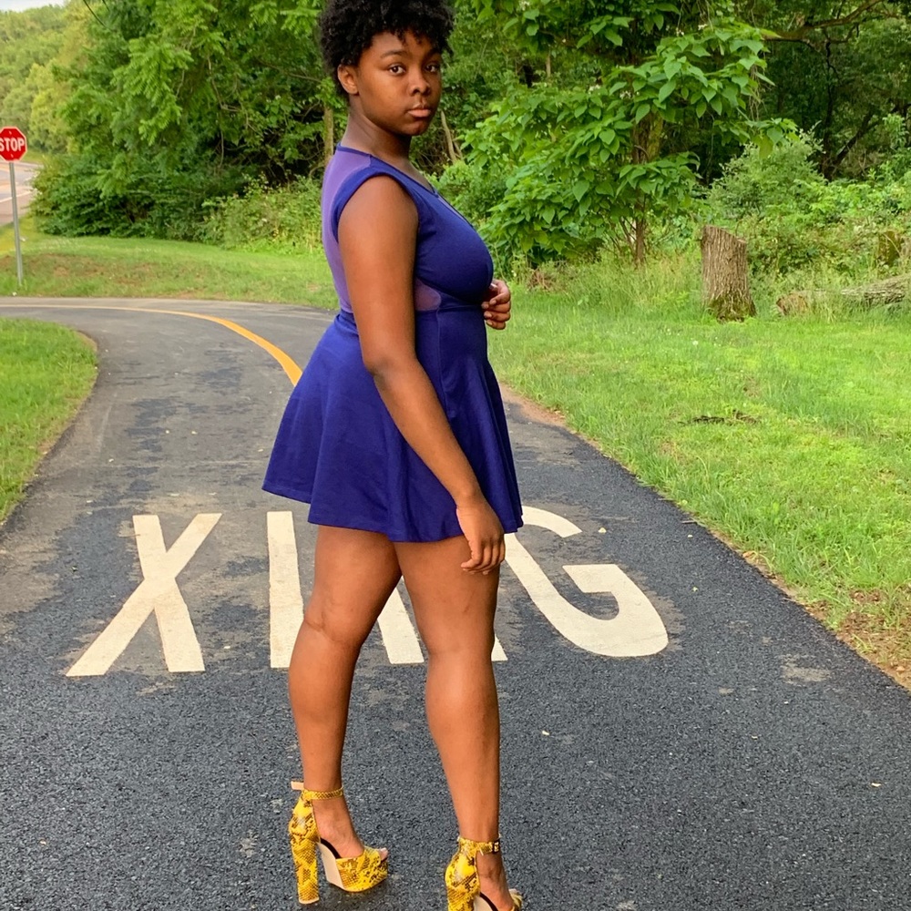 Cobalt Skater peplum dress - Picture 3 of 3